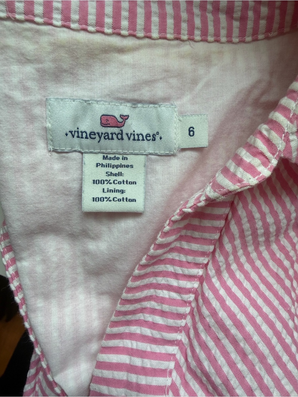 Vineyard Vines Pink and White Stripe Seersucker Tie Front Dress - Picture 4 of 4
